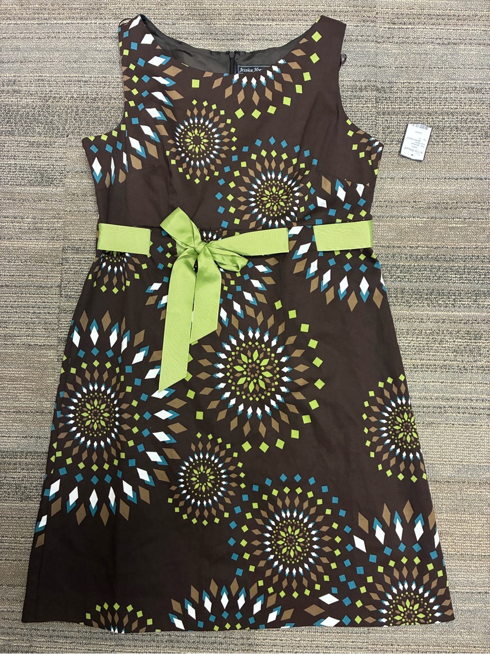 Jessica Brown Floral Burst Dress with Lime Bow